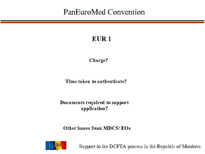 Pan. Euro. Med Convention EUR 1 Charge? Time taken to authenticate? Documents required to