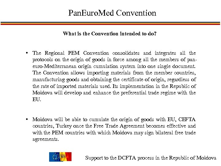 Pan. Euro. Med Convention What is the Convention intended to do? • The Regional