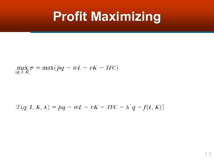 Profit Maximizing 11 