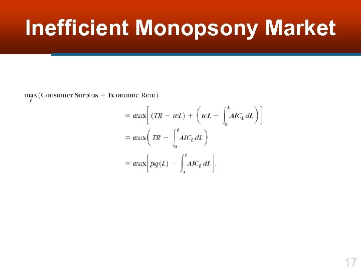 Inefficient Monopsony Market 17 