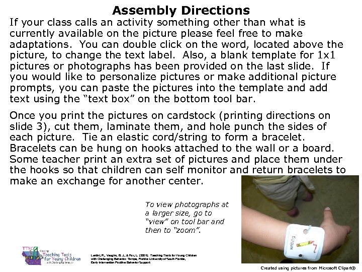 Assembly Directions If your class calls an activity something other than what is currently