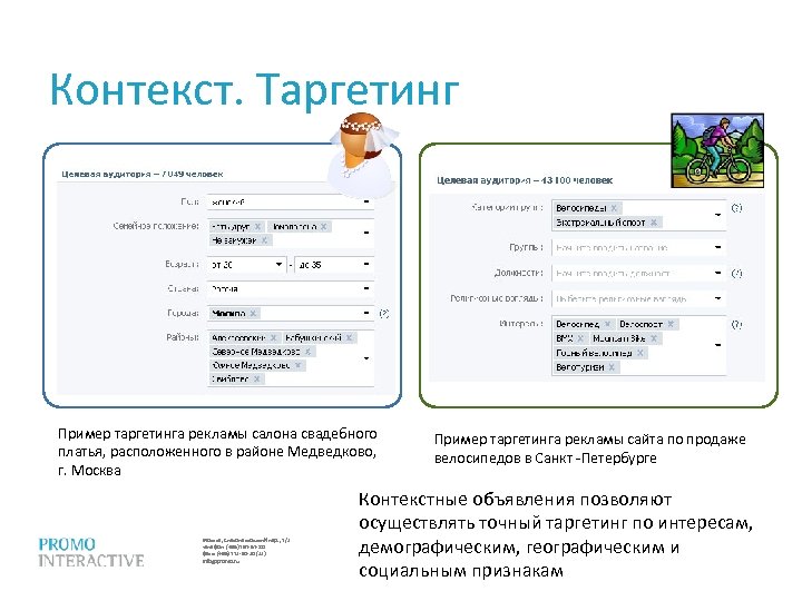 Контекст. Таргетинг Пример таргетинга рекламы салона свадебного платья, расположенного в районе Медведково, г. Москва,