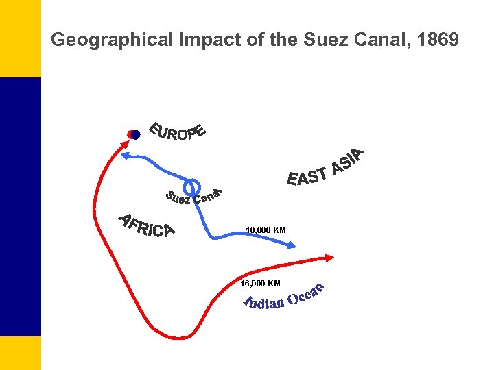 Geographical Impact of the Suez Canal, 1869 10, 000 KM 16, 000 KM 