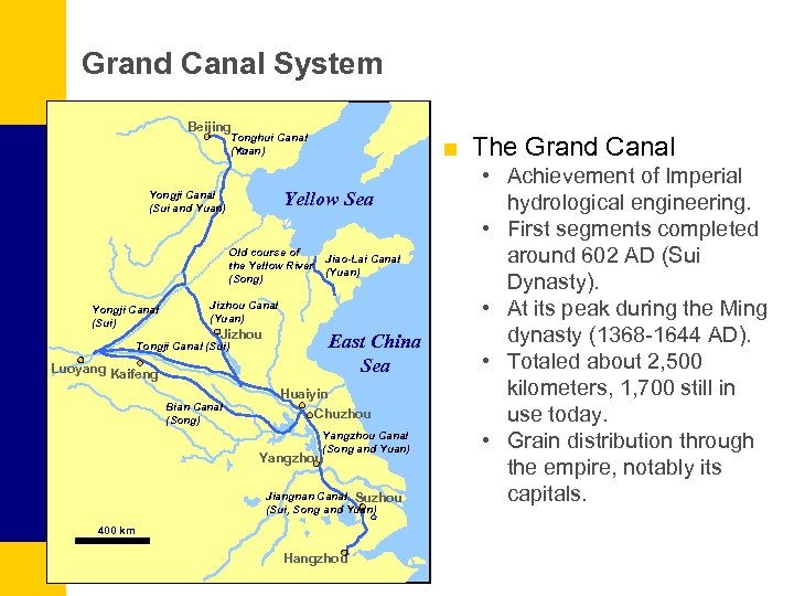 Grand Canal System Beijing ■ The Grand Canal Tonghui Canal (Yuan) Yellow Sea Yongji