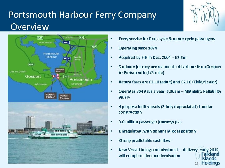 Portsmouth Harbour Ferry Company (PHFC) Overview Portsmouth Harbour Ferry Company Overview • Ferry service
