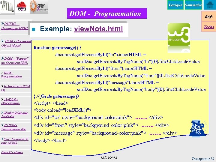 y ØDHTML Dynamique HTML Ø DOM - Document Object Model ØDOM - 