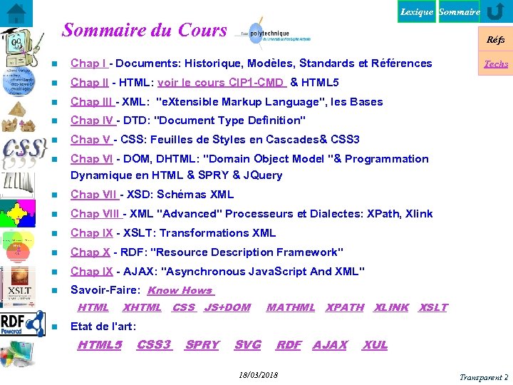 Lexique Sommaire du Cours . Réfs n n Chap IV - DTD: 