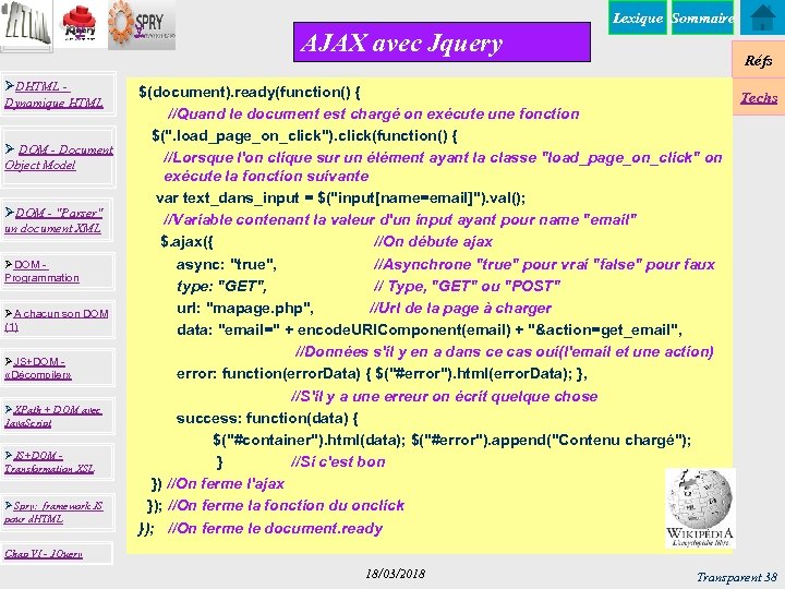 y ØDHTML Dynamique HTML Ø DOM - Document Object Model ØDOM - 