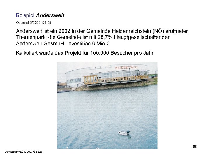 Beispiel Anderswelt Q: trend 5/2005; 94 -95 Anderswelt ist ein 2002 in der Gemeinde