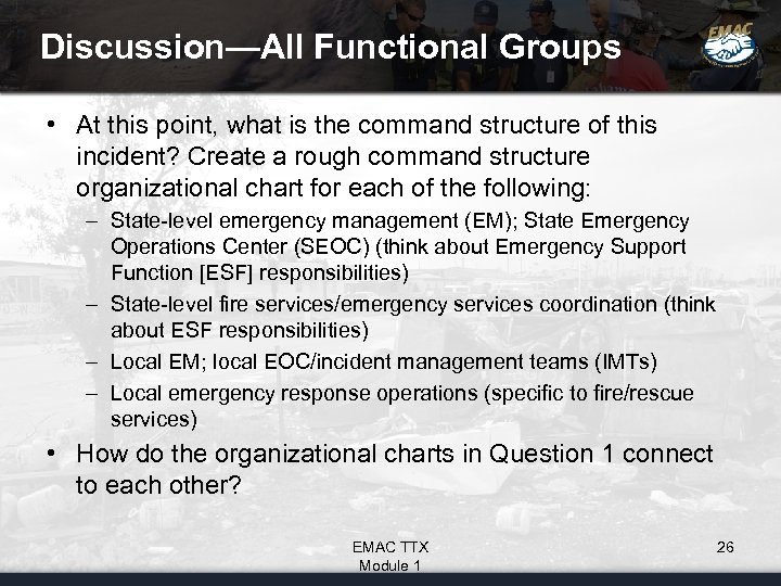 Discussion—All Functional Groups • At this point, what is the command structure of this