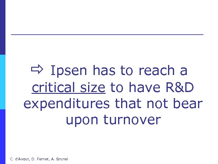  Ipsen has to reach a critical size to have R&D expenditures that not