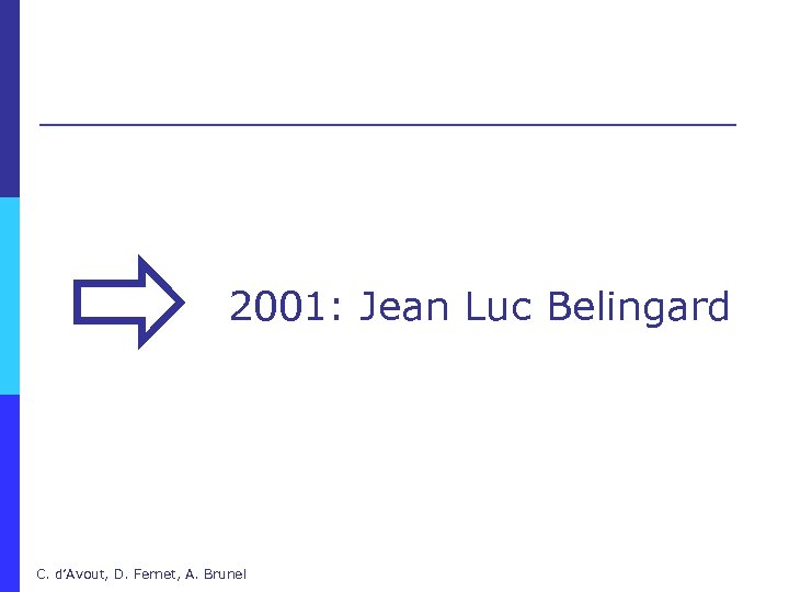  2001: Jean Luc Belingard C. d’Avout, D. Fernet, A. Brunel 