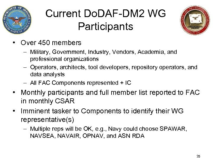 Current Do. DAF-DM 2 WG Participants • Over 450 members – Military, Government, Industry,