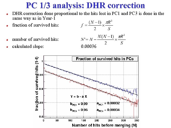 PC 1/3 analysis: DHR correction done proportional to the hits lost in PC 1