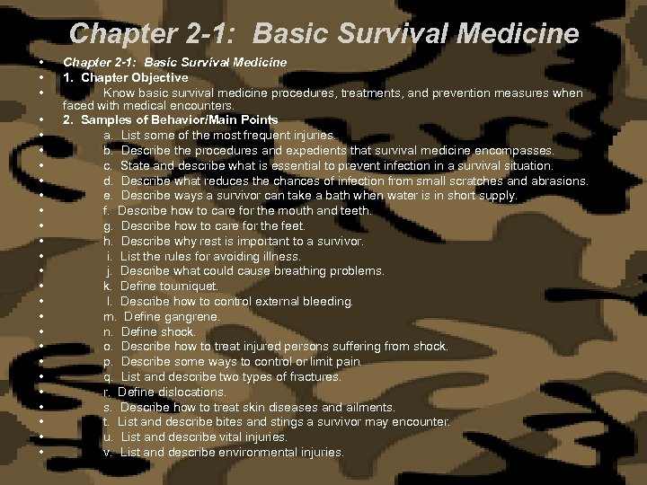 Chapter 2 -1: Basic Survival Medicine • • • • • • • Chapter