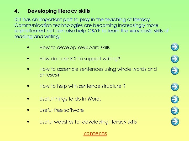 4. Developing literacy skills ICT has an important part to play in the teaching