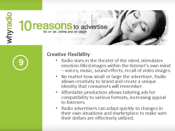Creative Flexibility 9 • Radio stars in theater of the mind, stimulates emotion-filled images