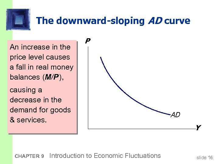 The downward-sloping AD curve An increase in the price level causes a fall in