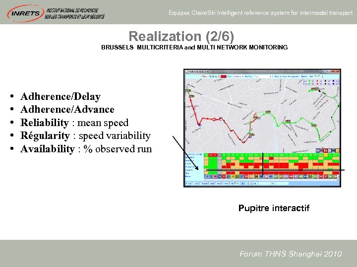 Equipex Claire. Siti Intelligent reference system for intermodal transport Realization (2/6) BRUSSELS MULTICRITERIA and