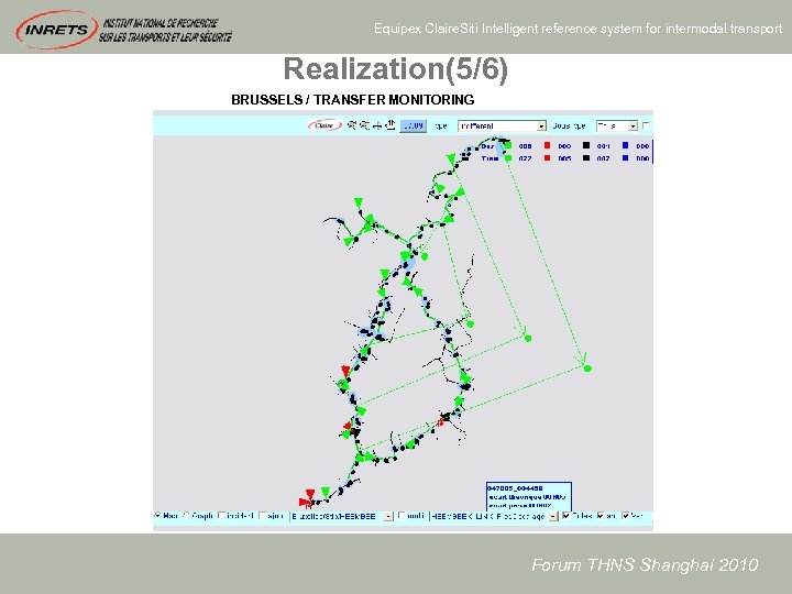 Equipex Claire. Siti Intelligent reference system for intermodal transport Realization(5/6) BRUSSELS / TRANSFER MONITORING