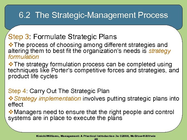 6. 2 The Strategic-Management Process Step 3: Formulate Strategic Plans v. The process of