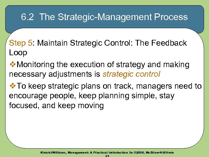 6. 2 The Strategic-Management Process Step 5: Maintain Strategic Control: The Feedback Loop v.