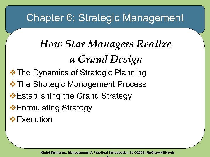 Chapter 6: Strategic Management How Star Managers Realize a Grand Design v. The Dynamics