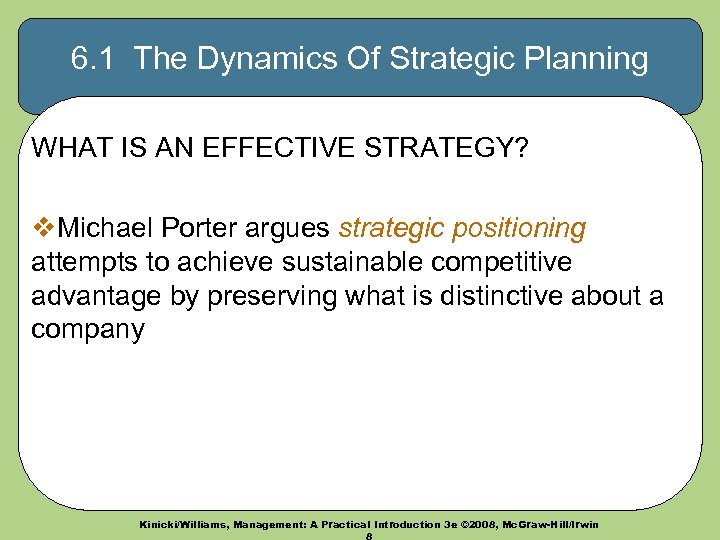 6. 1 The Dynamics Of Strategic Planning WHAT IS AN EFFECTIVE STRATEGY? v. Michael