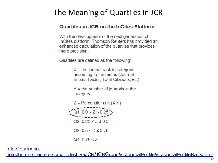 The Meaning of Quartiles in JCR http: //ipsciencehelp. thomsonreuters. com/incites. Live. JCR/JCRGroup/jcr. Journal. Profile.