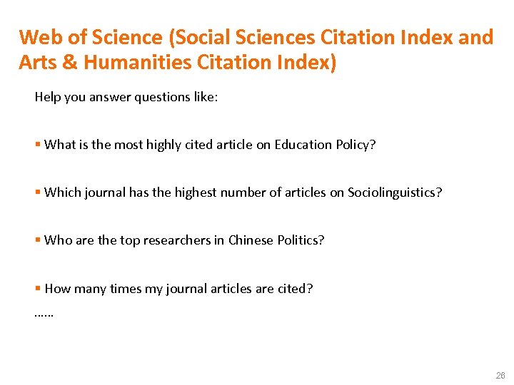 Web of Science (Social Sciences Citation Index and Arts & Humanities Citation Index) Help