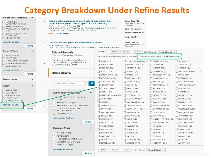 Category Breakdown Under Refine Results 36 