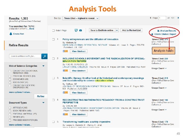 Analysis Tools Analysis tools 49 