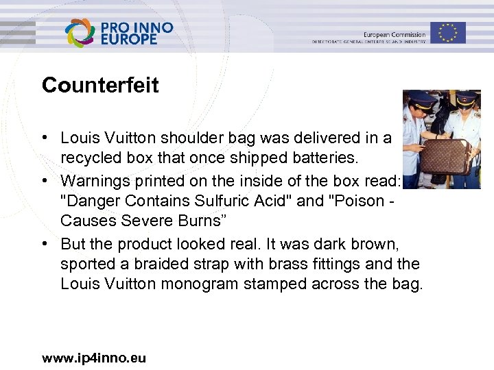 Counterfeit • Louis Vuitton shoulder bag was delivered in a recycled box that once