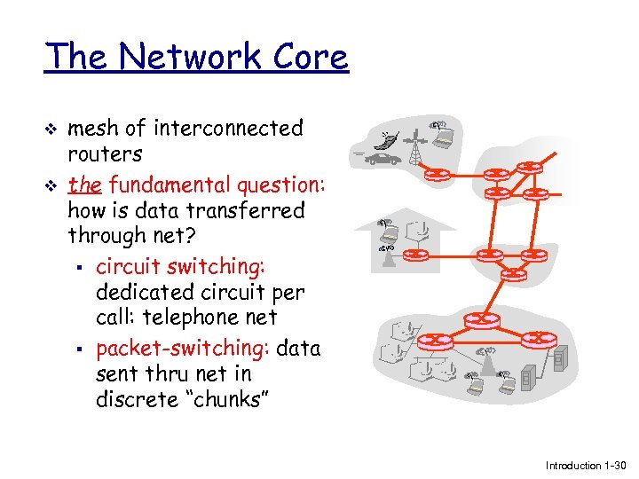 The Network Core v v mesh of interconnected routers the fundamental question: how is
