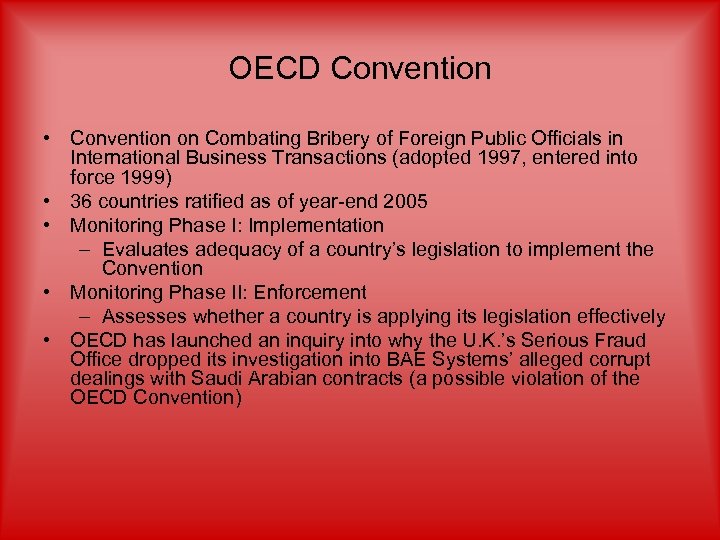 OECD Convention • Convention on Combating Bribery of Foreign Public Officials in International Business