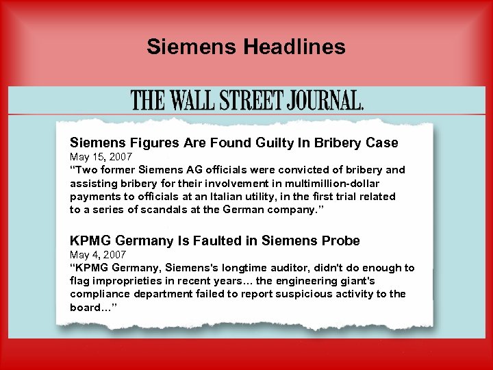 Siemens Headlines Siemens Figures Are Found Guilty In Bribery Case May 15, 2007 “Two