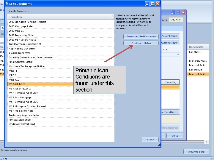 Printable loan Conditions are found under this section 