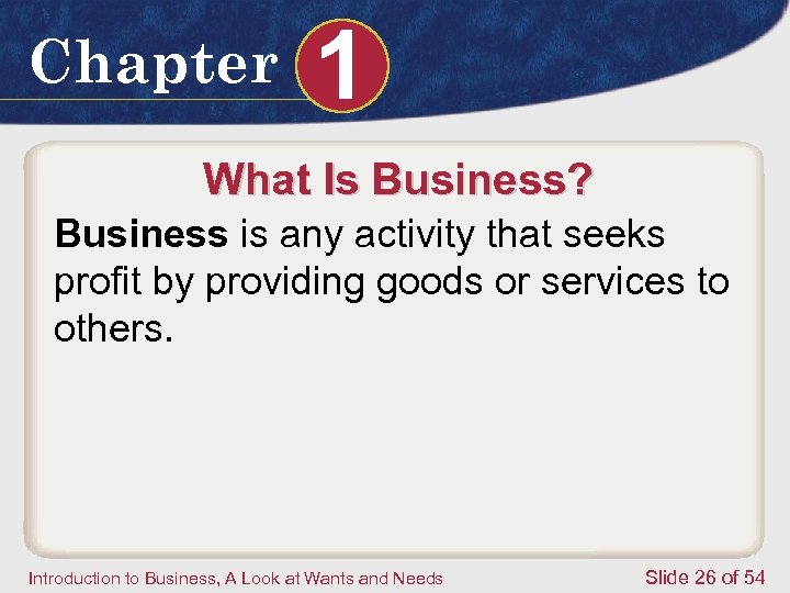 Chapter 1 What Is Business? Business is any activity that seeks profit by providing