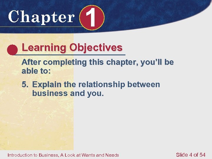 Chapter 1 Learning Objectives After completing this chapter, you’ll be able to: 5. Explain