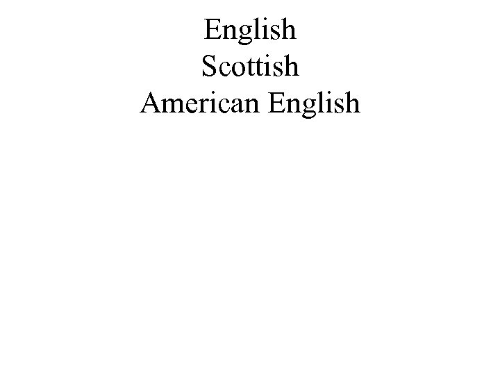 English Scottish American English 