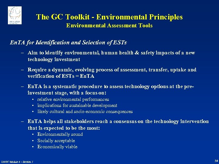 The GC Toolkit - Environmental Principles Environmental Assessment Tools En. TA for Identification and