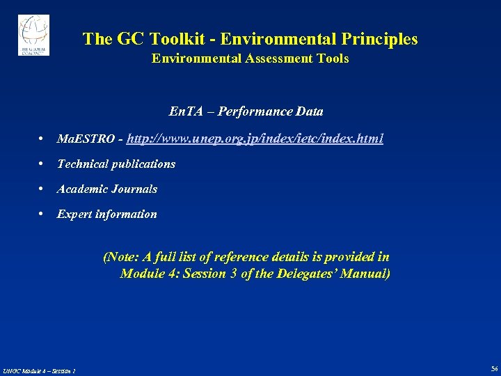 The GC Toolkit - Environmental Principles Environmental Assessment Tools En. TA – Performance Data