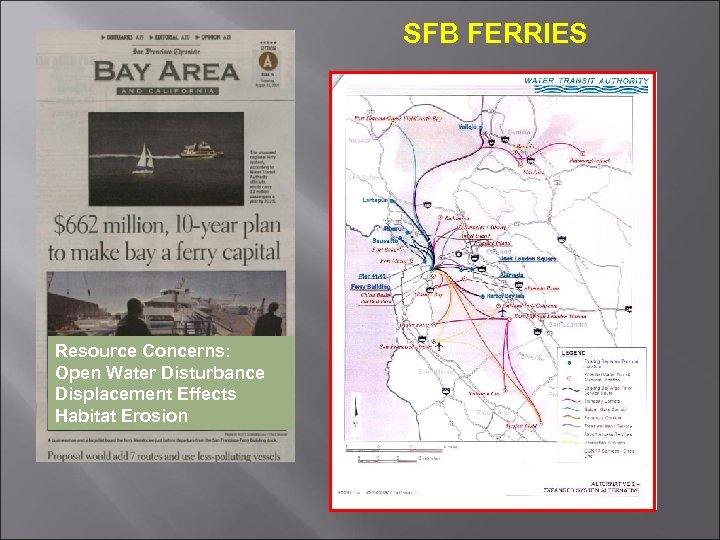 SFB FERRIES Resource Concerns: Open Water Disturbance Displacement Effects Habitat Erosion 