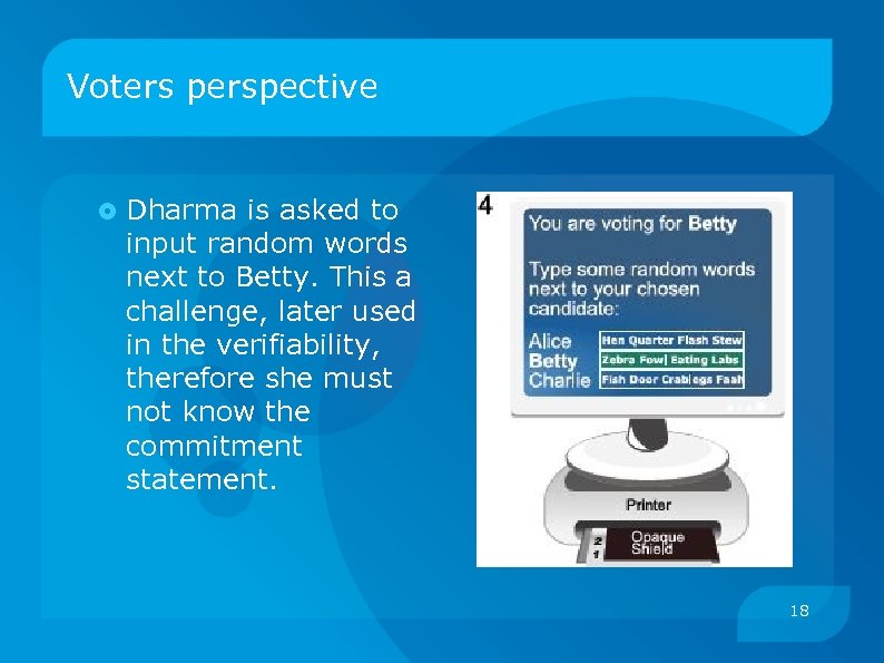 Voters perspective Dharma is asked to input random words next to Betty. This a