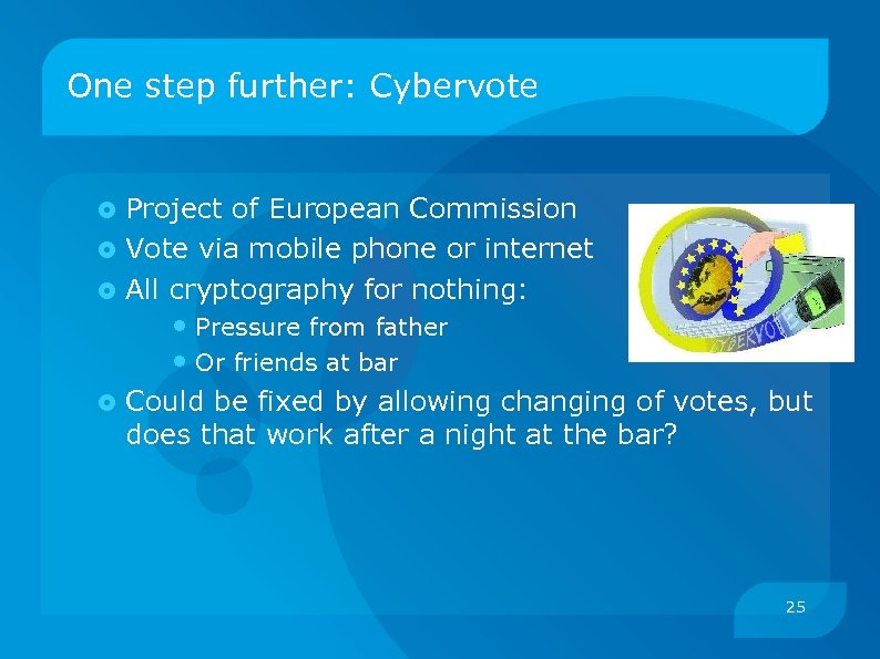 One step further: Cybervote Project of European Commission Vote via mobile phone or internet