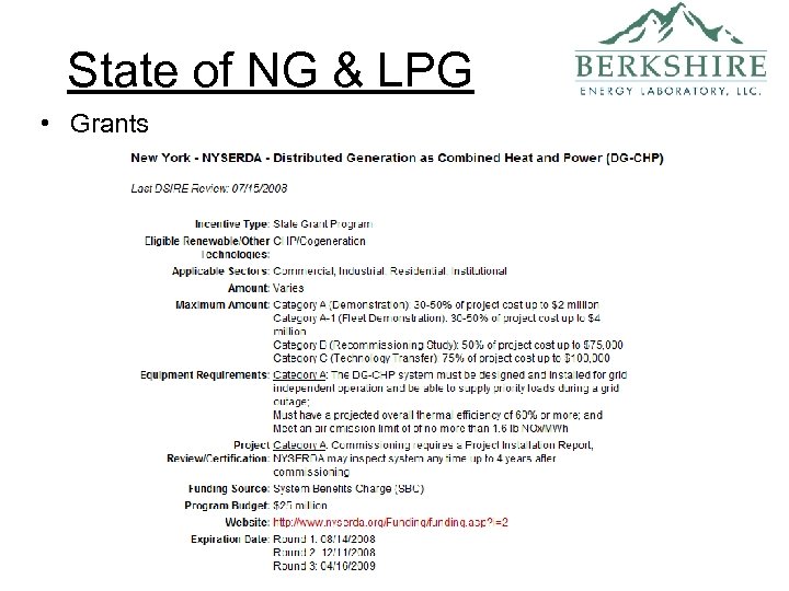 State of NG & LPG • Grants 