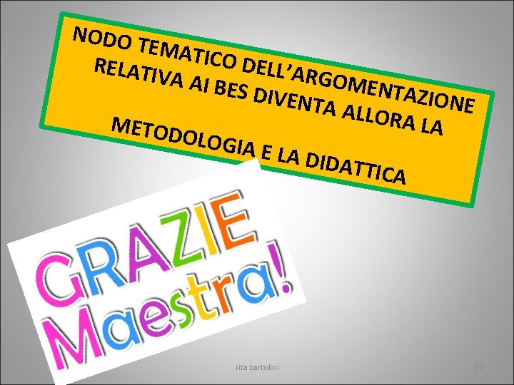 NODO TEMAT ICO DE RELATI LL’ARG VA AI B OMENT ES DIVE AZIONE NTA