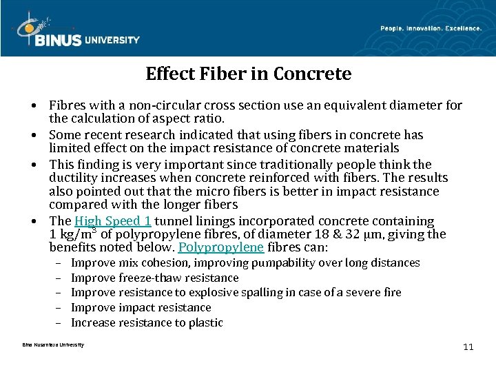 Effect Fiber in Concrete • Fibres with a non-circular cross section use an equivalent