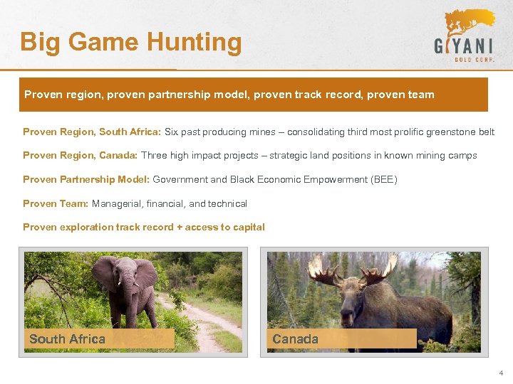 Big Game Hunting Proven region, proven partnership model, proven track record, proven team Proven