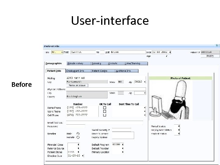 User-interface Before 